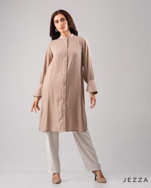 Knee Length Top With Decorative Cuff 58522